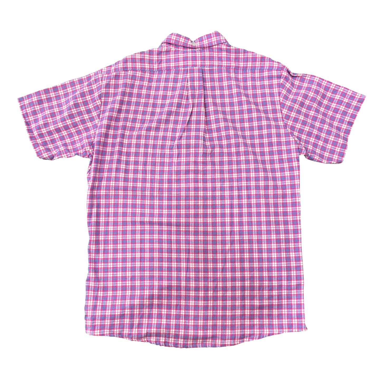 VINYL7 RECORDS VERMONT FLANNEL Fitted Short Sleeve Shirt / Pink